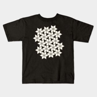 Geometric Pattern Eggshell White on Black Kids T-Shirt